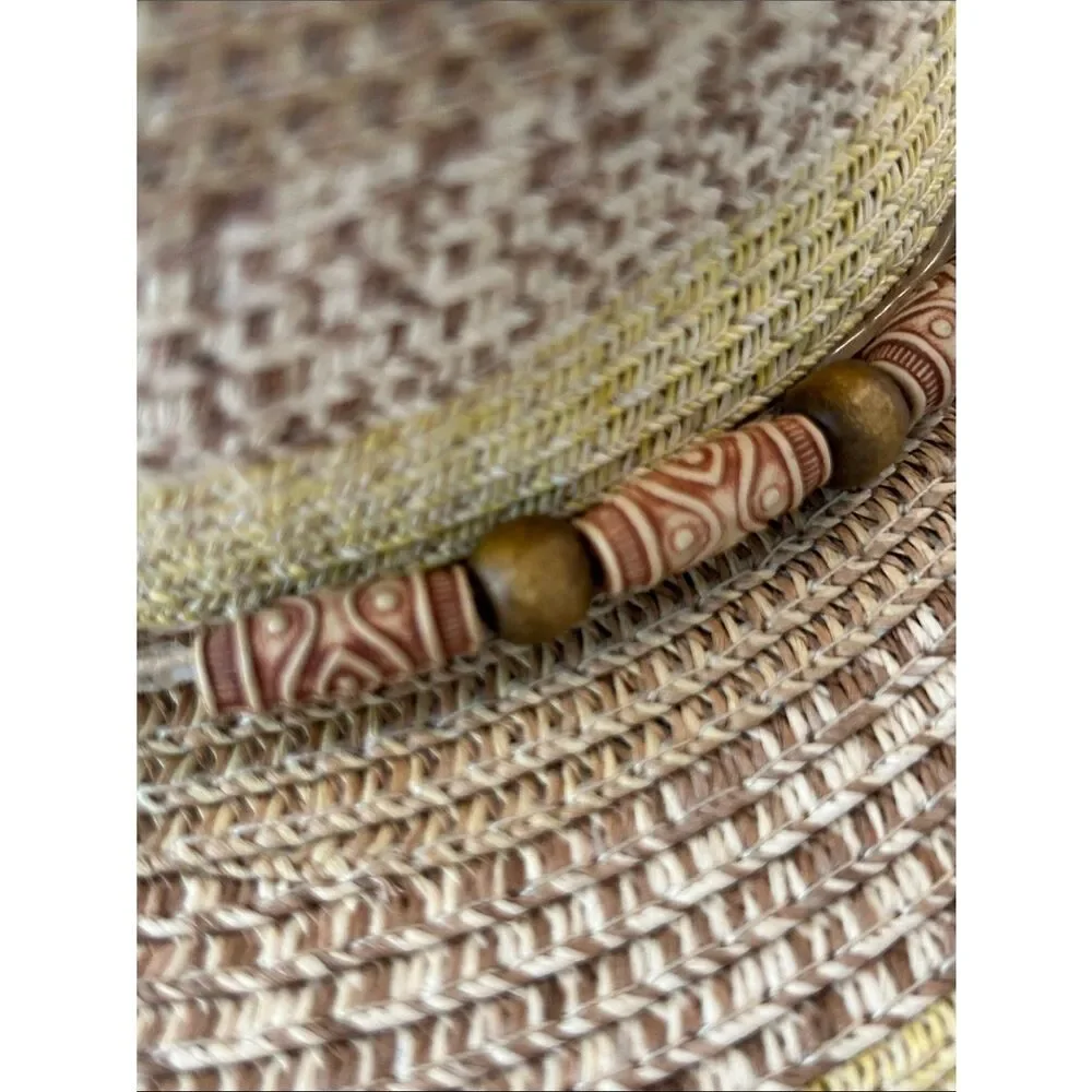 🏝️ Wide Brim Straw Sun Hat 👒 Tiki Beads Packable!